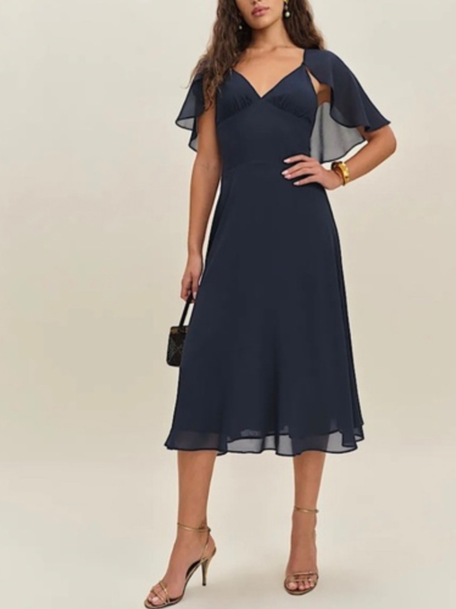 Reformation Navy Pia Midi Dress Sz 8